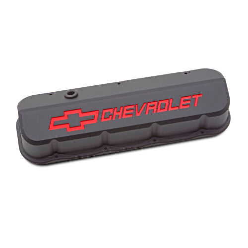 PROFORM 141-876 Slant-Edge Baffled Valve Covers for Big Block Chevy, Black Crinkle Aluminum