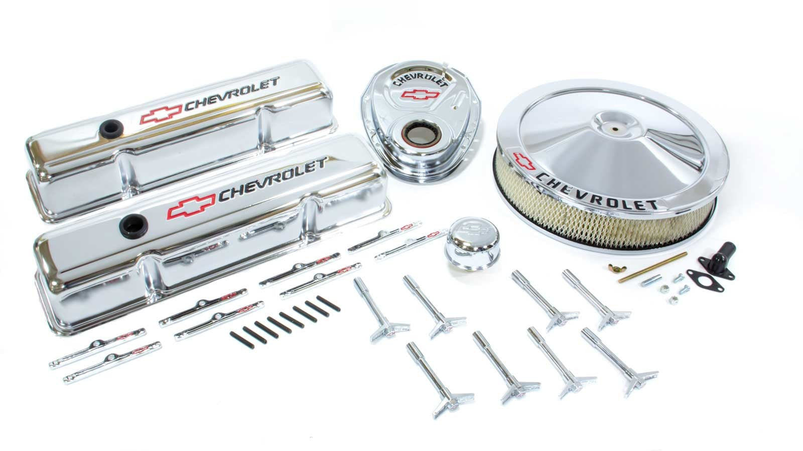 PROFORM 141-900 SBC Street Chrome Engine Dress-Up Kit with Chevrolet Bowtie Logo