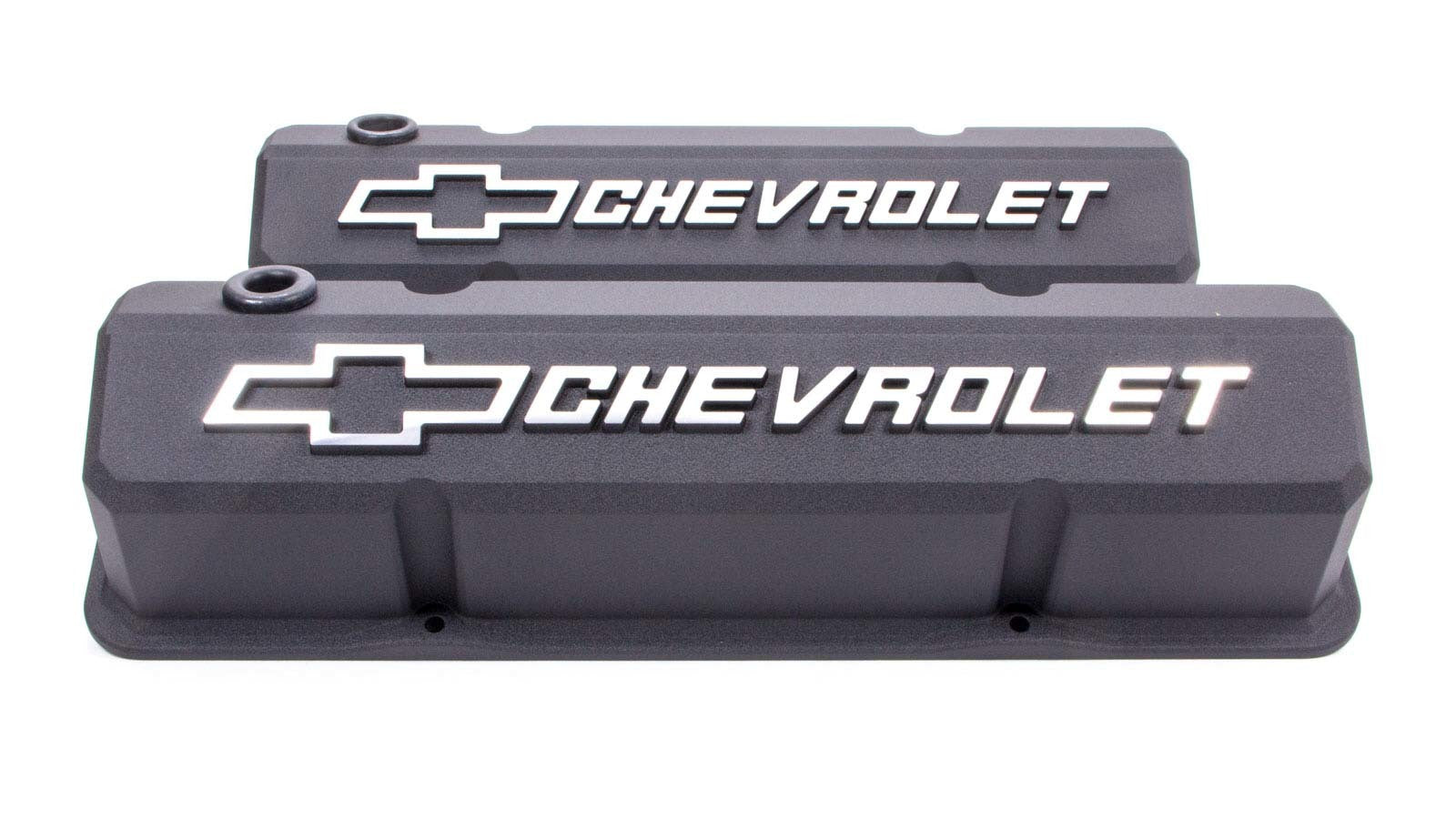 PROFORM 141-921 Slant-Edge Tall Baffled Valve Covers for Small Block Chevy, Black Crinkle Aluminum, Pair