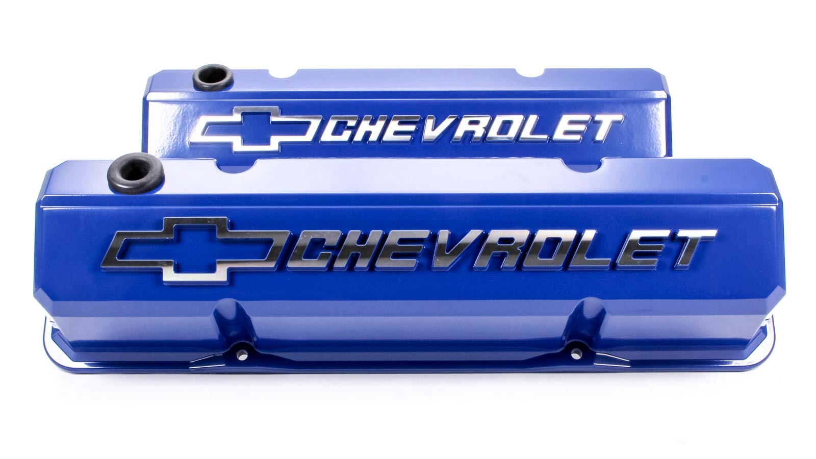 PROFORM 141-932 Slant-Edge Tall Baffled Valve Covers for Small Block Chevy, Blue Aluminum
