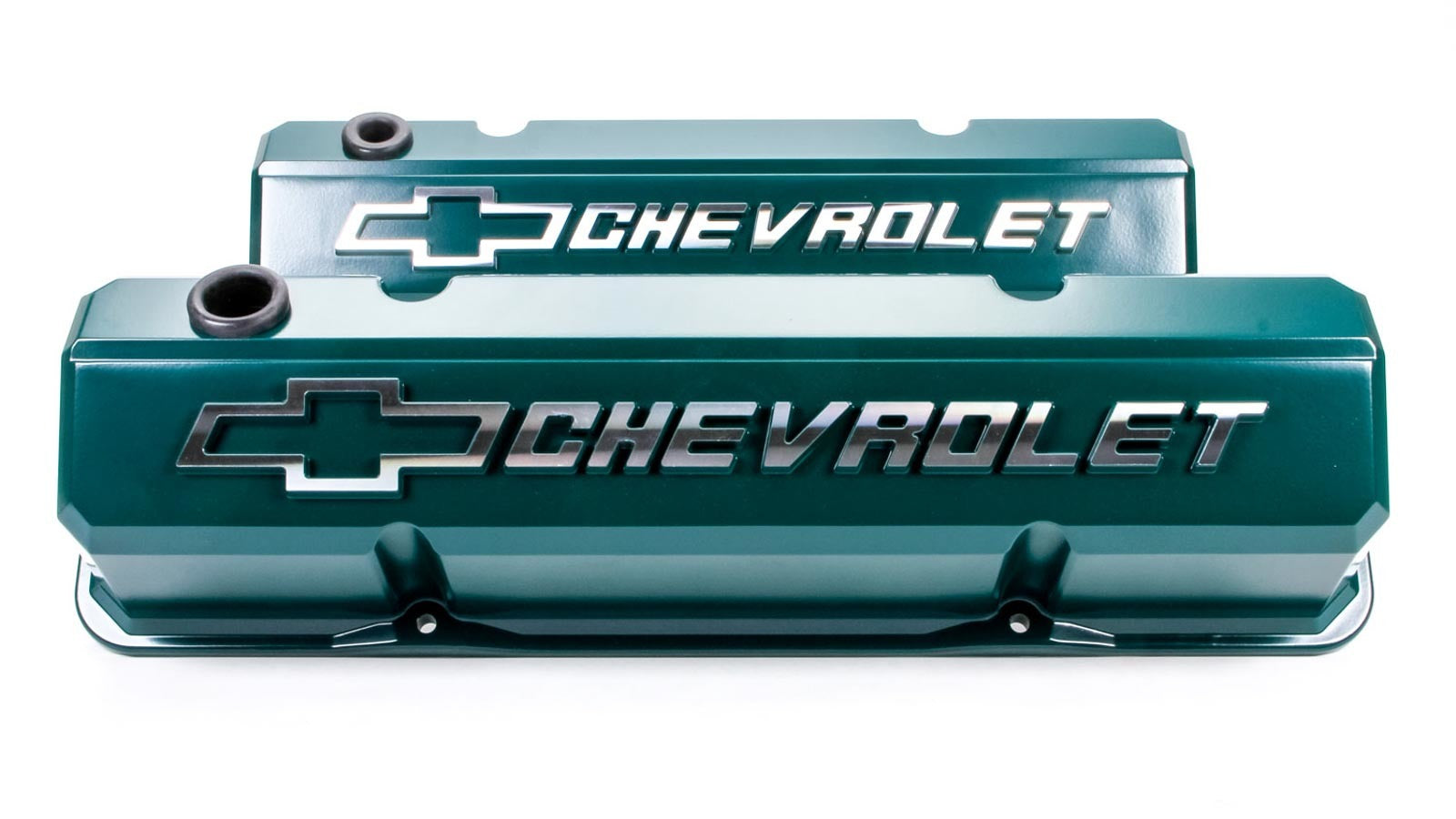 PROFORM 141-933 Slant-Edge Valve Covers for Small Block Chevy, Tall Baffled Aluminum, Green, Pair