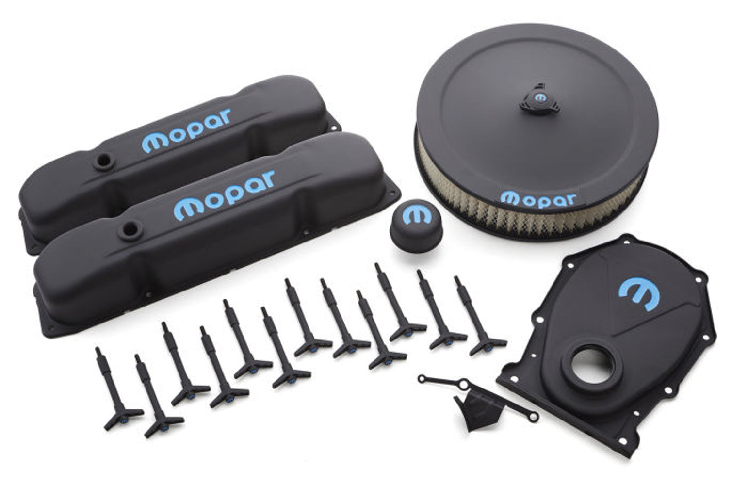 PROFORM 440-812 Engine Dress-Up Kit with Black Crinkle Finish and Blue Mopar Logo for Mopar B/RB-Series