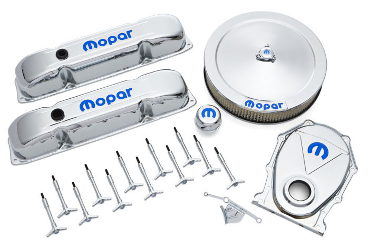 PROFORM 440-814 Chrome Engine Dress-Up Kit with Blue Mopar Logo for B/RB-Series Engines