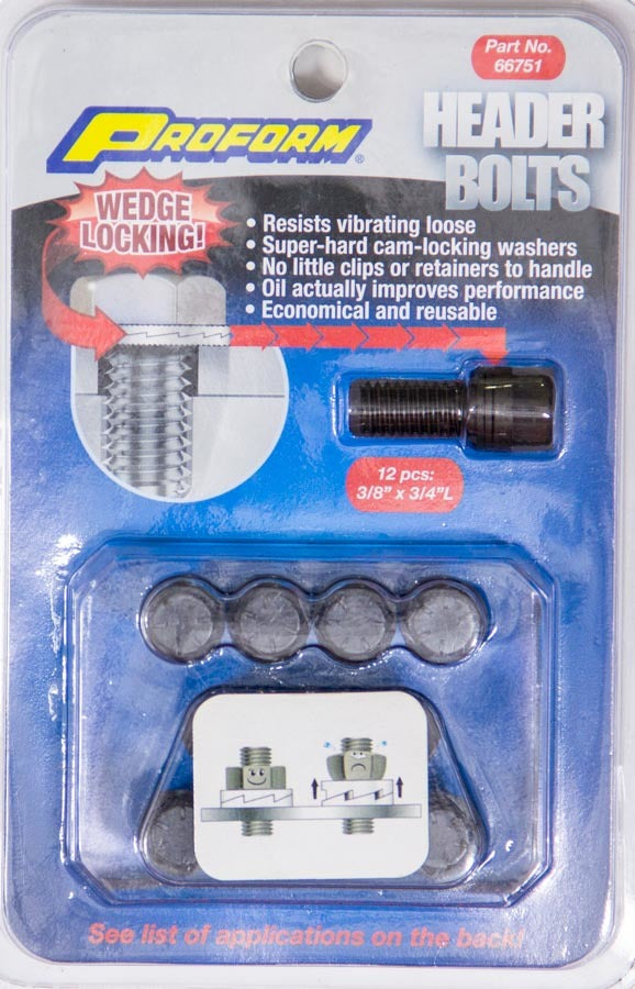 PROFORM 66751 Wedge Locking Header Bolts, 3/8-16 x 3/4 Inch, Hex Head, Black Oxide Steel, Set of 12
