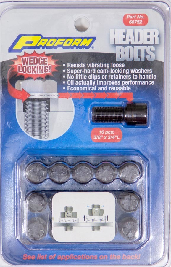 PROFORM 66752 Wedge Locking Header Bolts, 3/8-16 x 3/4 Inch, Hex Head, Set of 16