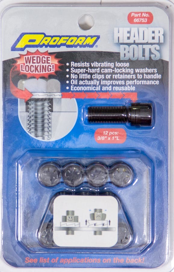 PROFORM 66753 Wedge-Locking Header Bolts, 3/8-16 x 1 Inch, Hex Head, Black Oxide Steel, Set of 12