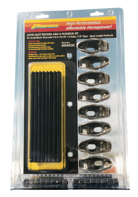 PROFORM 66923C Small Block Chevy Rocker Arm and Pushrod Kit, 1.50 Ratio, 3/8-Inch Stud Mount