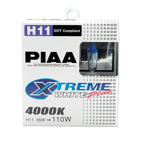 PIAA 15211 Xtreme White Plus H11 Halogen Headlight Bulbs, 110W Twin Pack