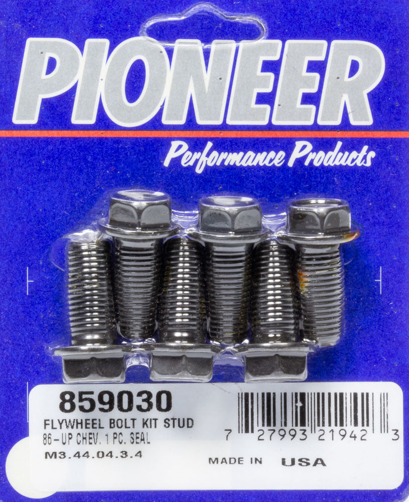 Pioneer Flywheel Bolt Kit - 7/16-20 in Thread - 1.000 in Long - Hex Head - Chromoly - Black Oxide - Small Block Chevy / Chevy V6 - Set of 6 859030