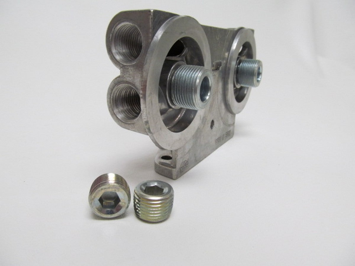 PERMA-COOL 1226 Dual Remote Oil Filter Mount with 1-16 Thread and 1/2 in NPT Ports