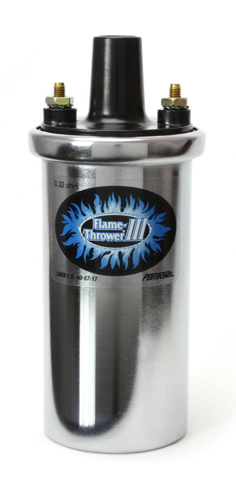PerTronix Ignition Flame-Thrower III Ignition Coil 44001, Chrome, Oil-Filled, 0.32 Ohm