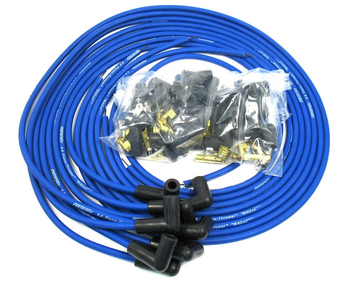 PerTronix Ignition 808390 Magx2 8 mm Spiral Core Spark Plug Wire Set, Blue