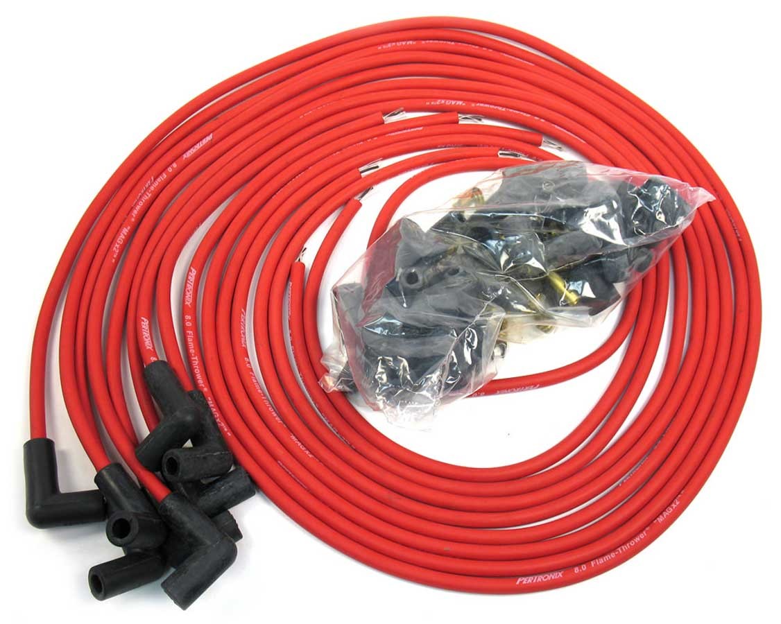 PerTronix Ignition 808490 Magx2 8 mm Spiral Core Spark Plug Wire Set, Red, Universal 8-Cylinder