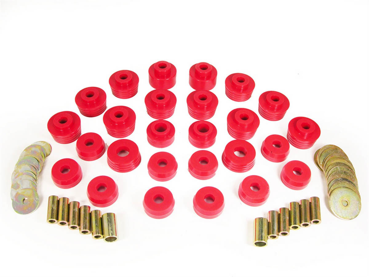 Prothane 7-132 Body Mount Bushing Kit for 1978-1988 GM A-Body and G-Body, Red Polyurethane