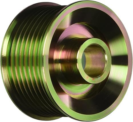 Powermaster Alternator Pulley 108, 8-Rib Serpentine, 2.28-Inch Diameter, Steel, Yellow Zinc