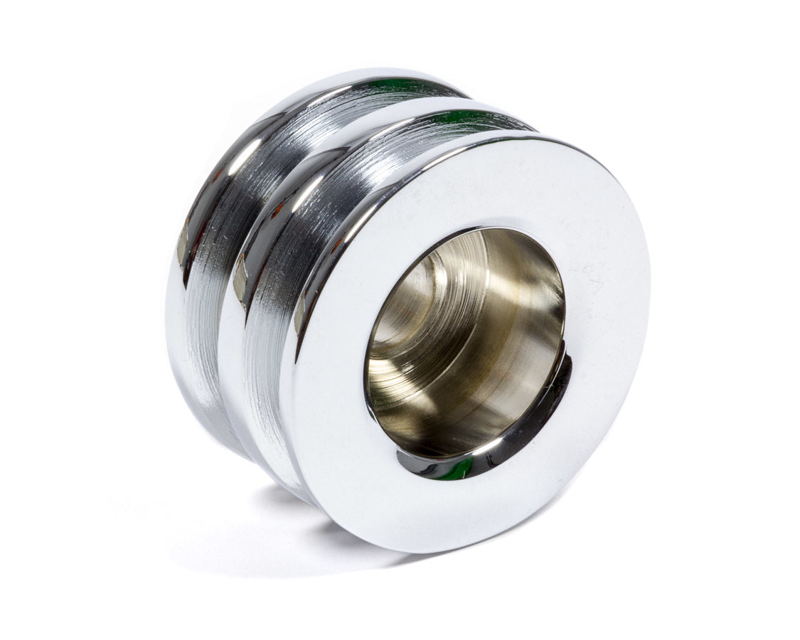 Powermaster 112 Chrome Alternator Pulley, 2-Groove V-Belt, 2.62-Inch Diameter