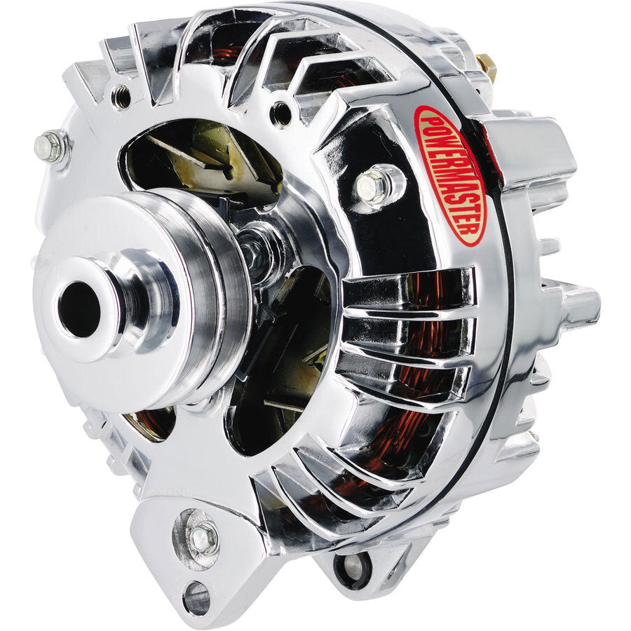 Powermaster 17509 Chrome Mopar Chrysler-Style Alternator, 95 Amp, 12V, External Regulator
