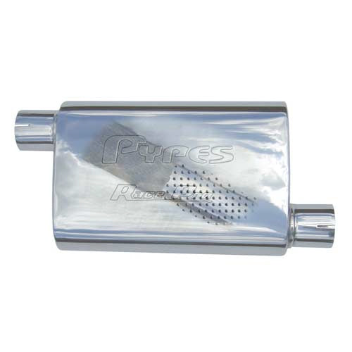 Pypes Performance Exhaust Race Pro Muffler MVR13, 2.5-Inch Offset Inlet and Center Outlet