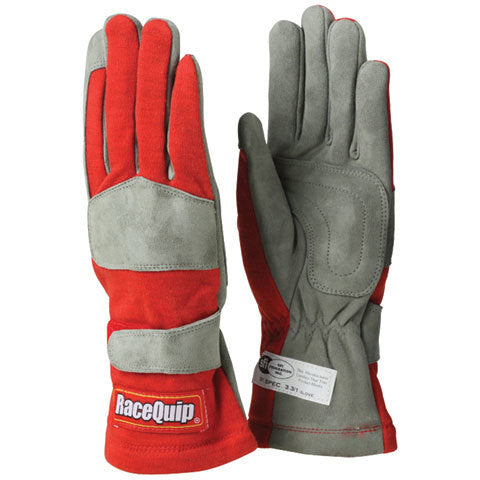 Racequip 351015RQP Gloves Single Layer Large Red SFI