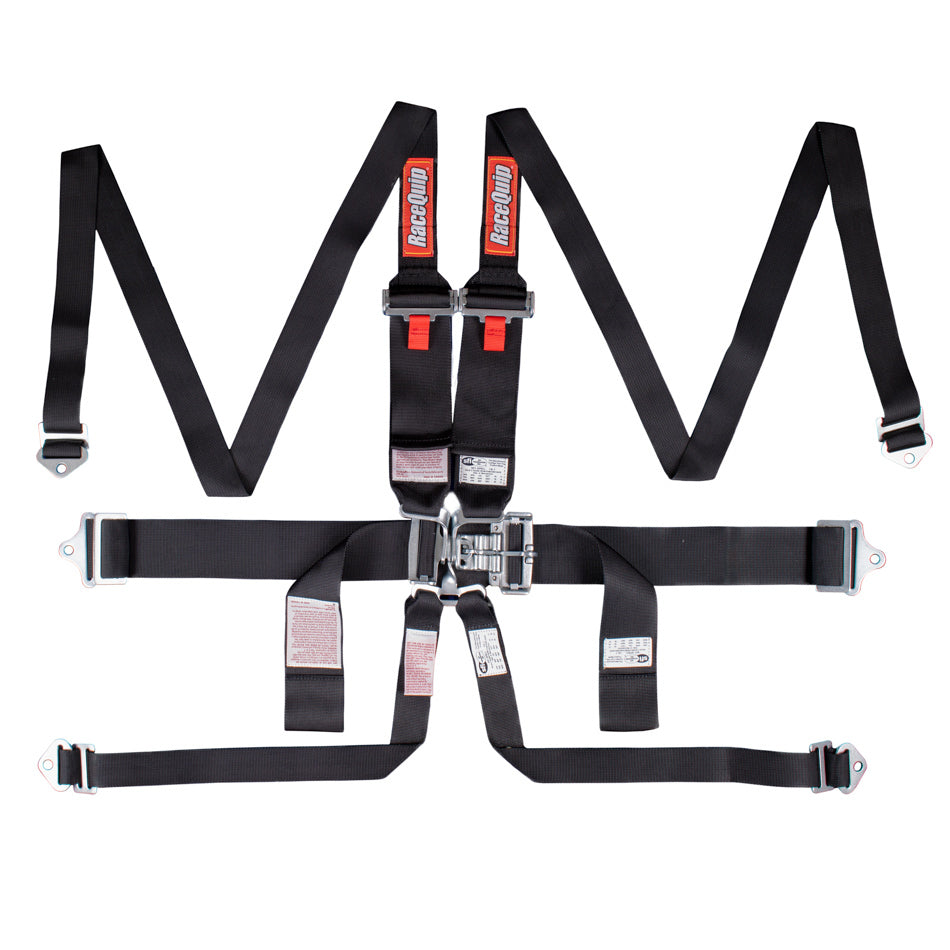 Racequip 718008RQP 6pt Harness Set L&l HNR Black SFI