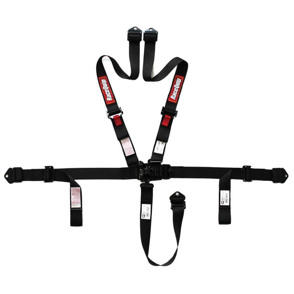 Racequip 809009RQP Harness 5pt L&l 2in P U Lap Black SFI 16.1