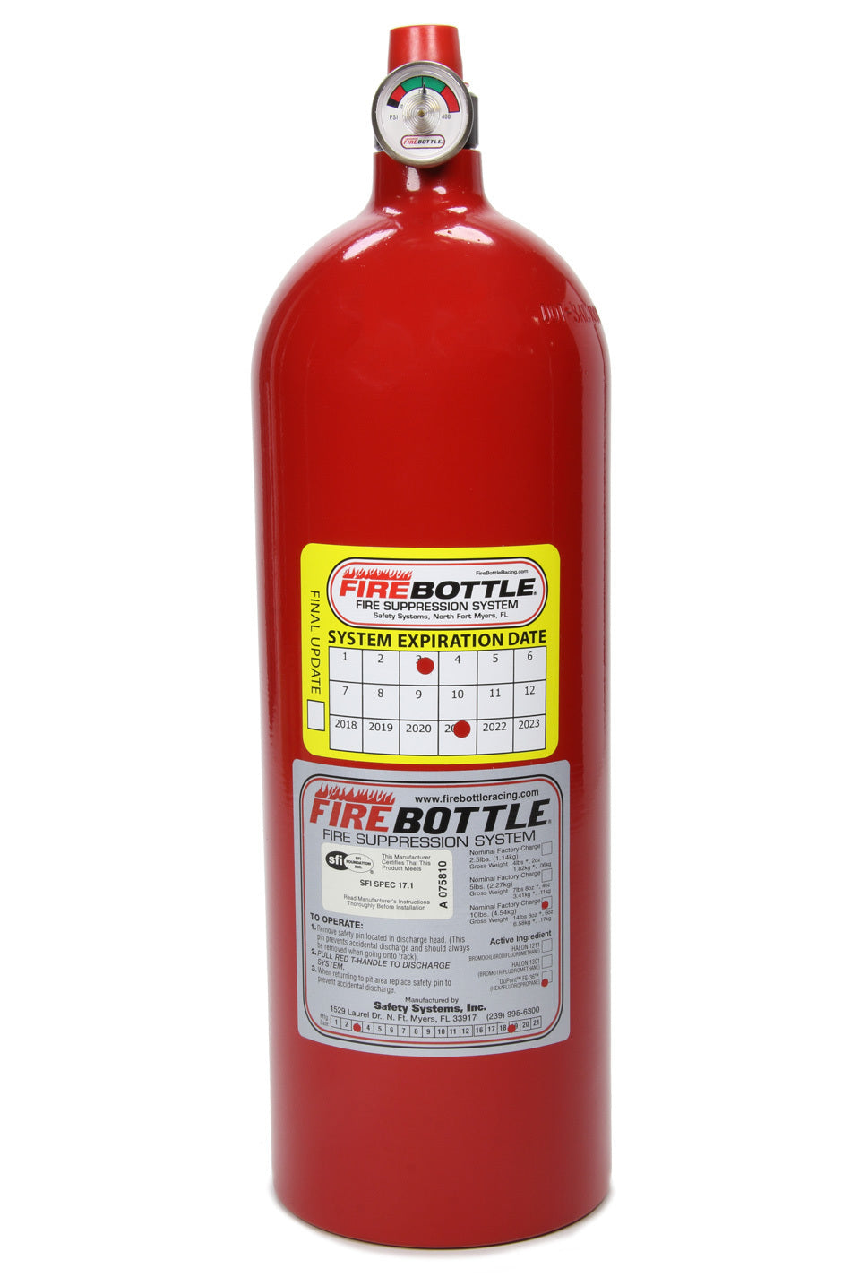 Fire Bottle Fire Suppression Bottle Only 10lb NOVEC 1230 - Bjck_prc-1000S-N