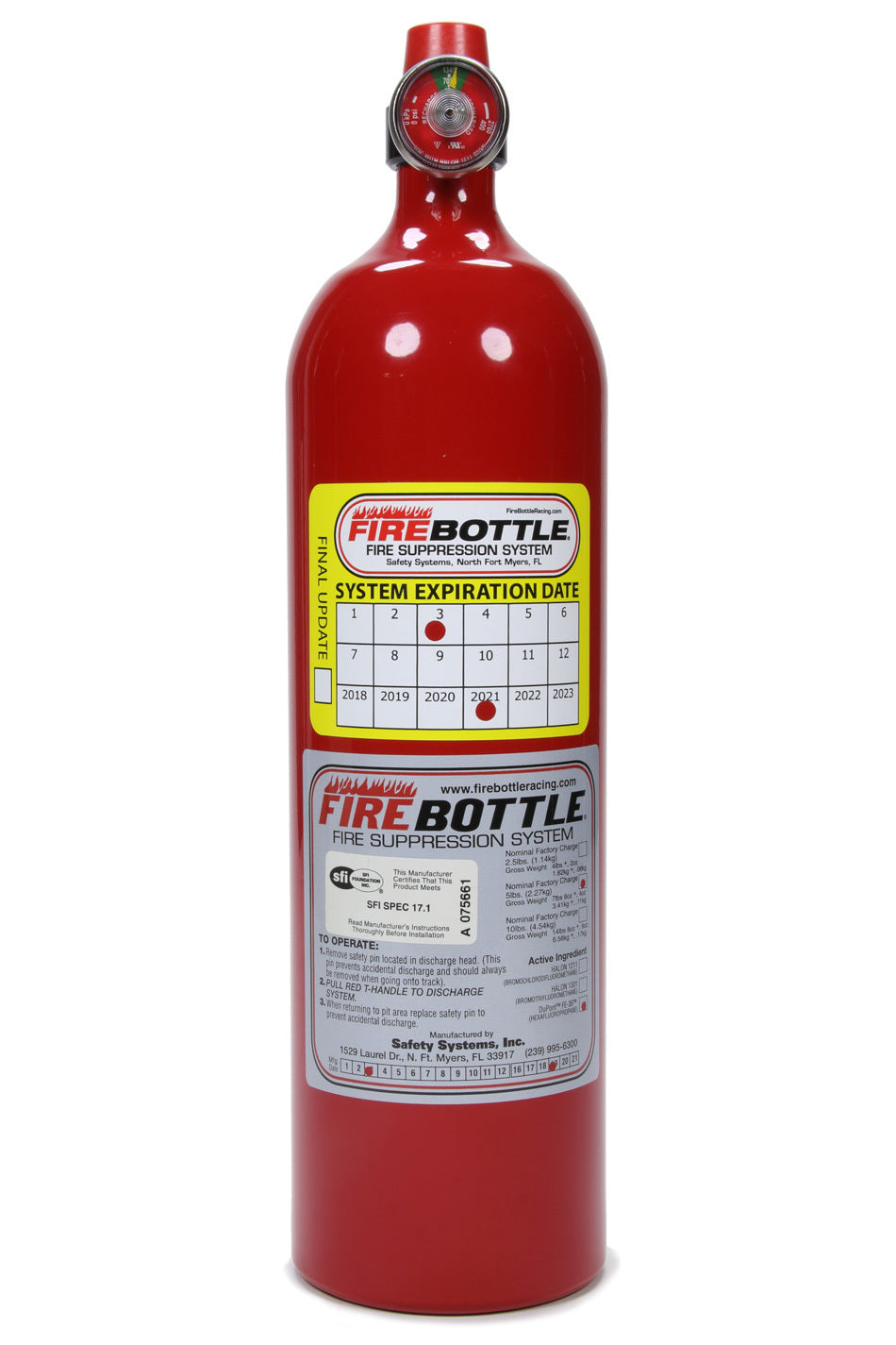 Fire Bottle Fire Suppression Bottle Only 5lb NOVEC 1230 - Bjck_prc-500S-N