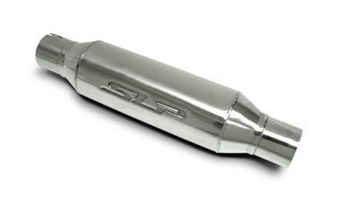 SLP Performance Loud Mouth Bullet Resonator 310013919, 2.5-Inch Center Inlet and Outlet, Polished Stainless Steel