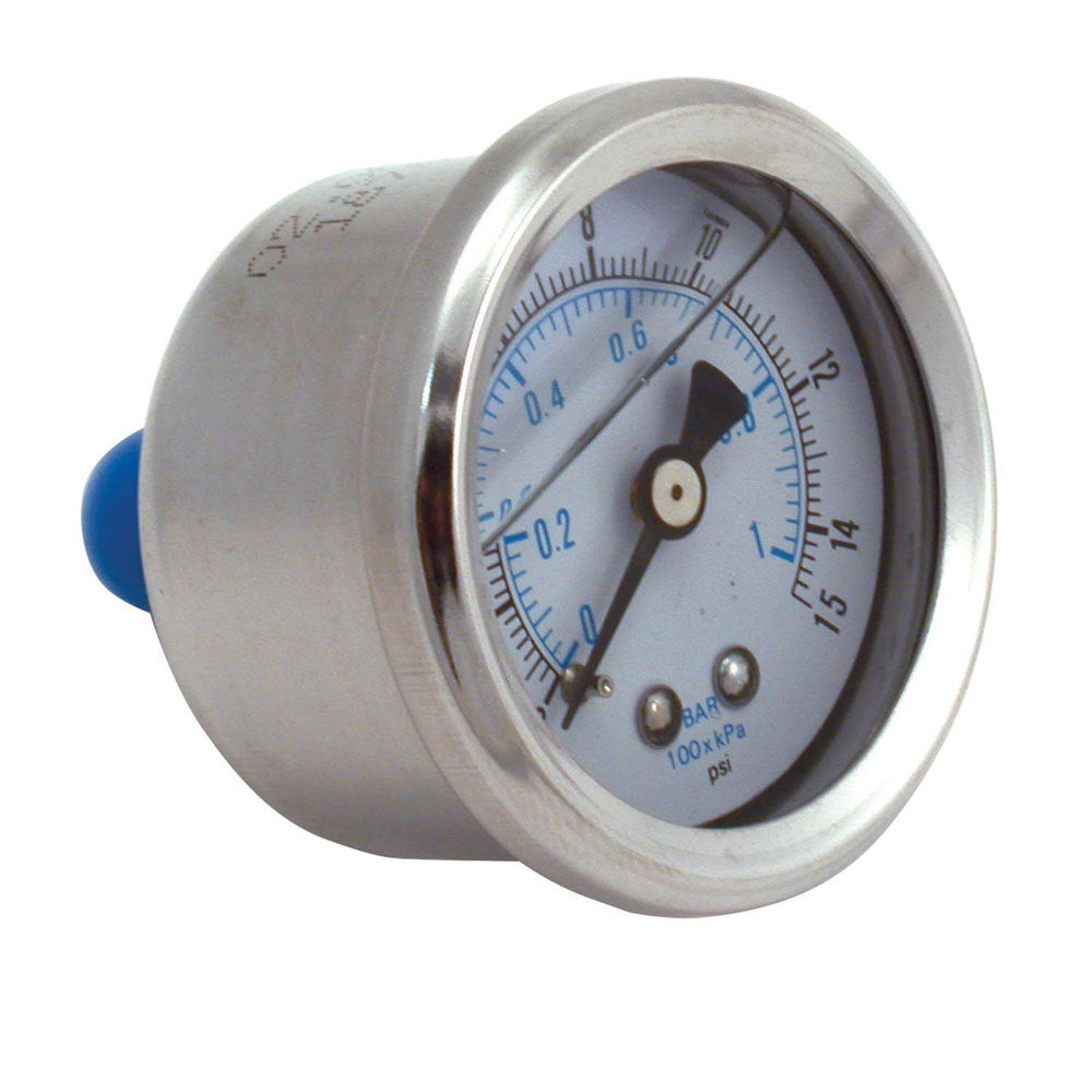 SPECTRE SPE-2515 Fuel Pressure Gauge, 0-15 PSI, 1-1/2-Inch Liquid-Filled Analog Gauge