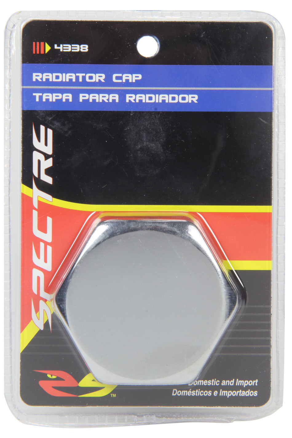 SPECTRE SPE-4338 Hex One-Piece Radiator Cap, 14-18 PSI, Chrome Steel