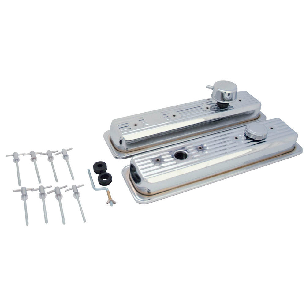 SPECTRE SPE-5428 Engine Dress-Up Kit with Breather, Hardware and Short Steel Valve Covers for Small Block Chevy