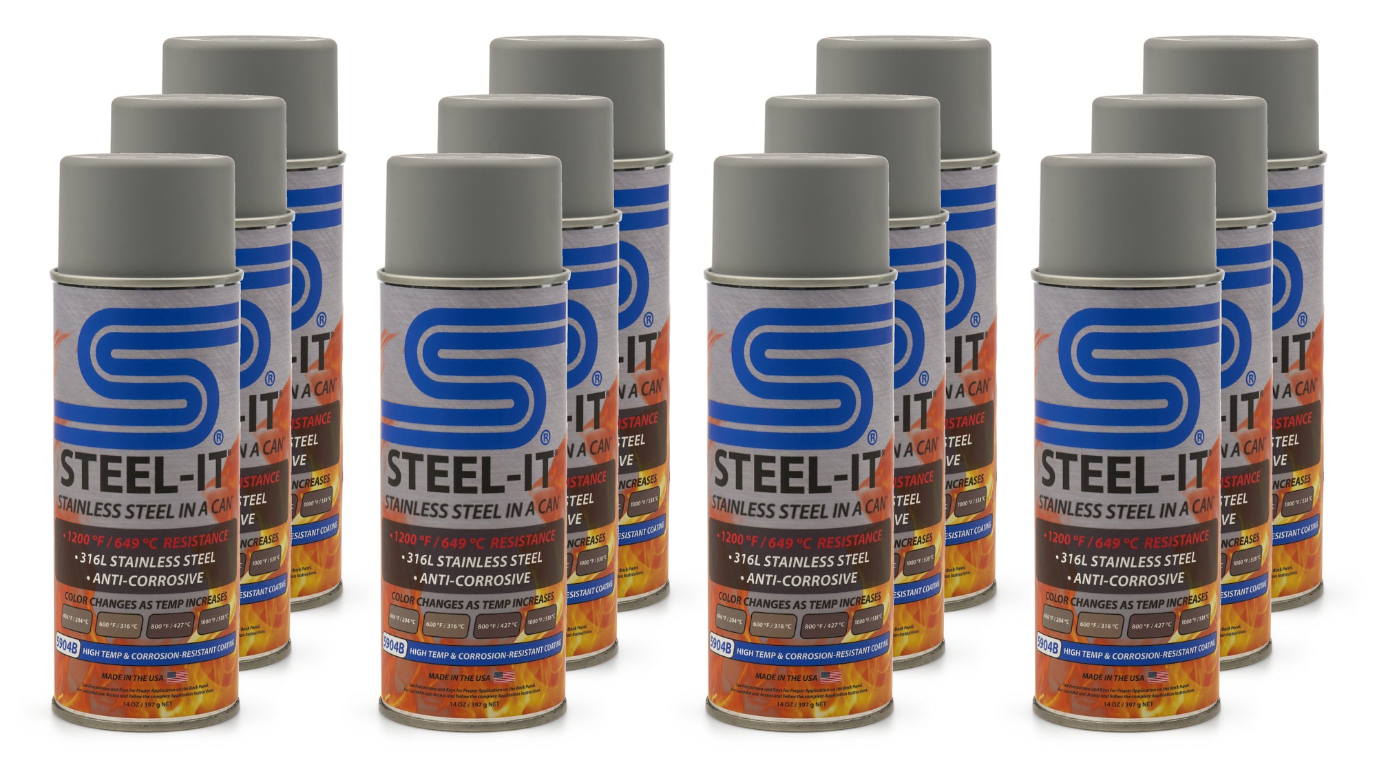 STEEL-IT CASE5904B High Temp Anti-Corrosion Spray Case 12 X 12OZ Can