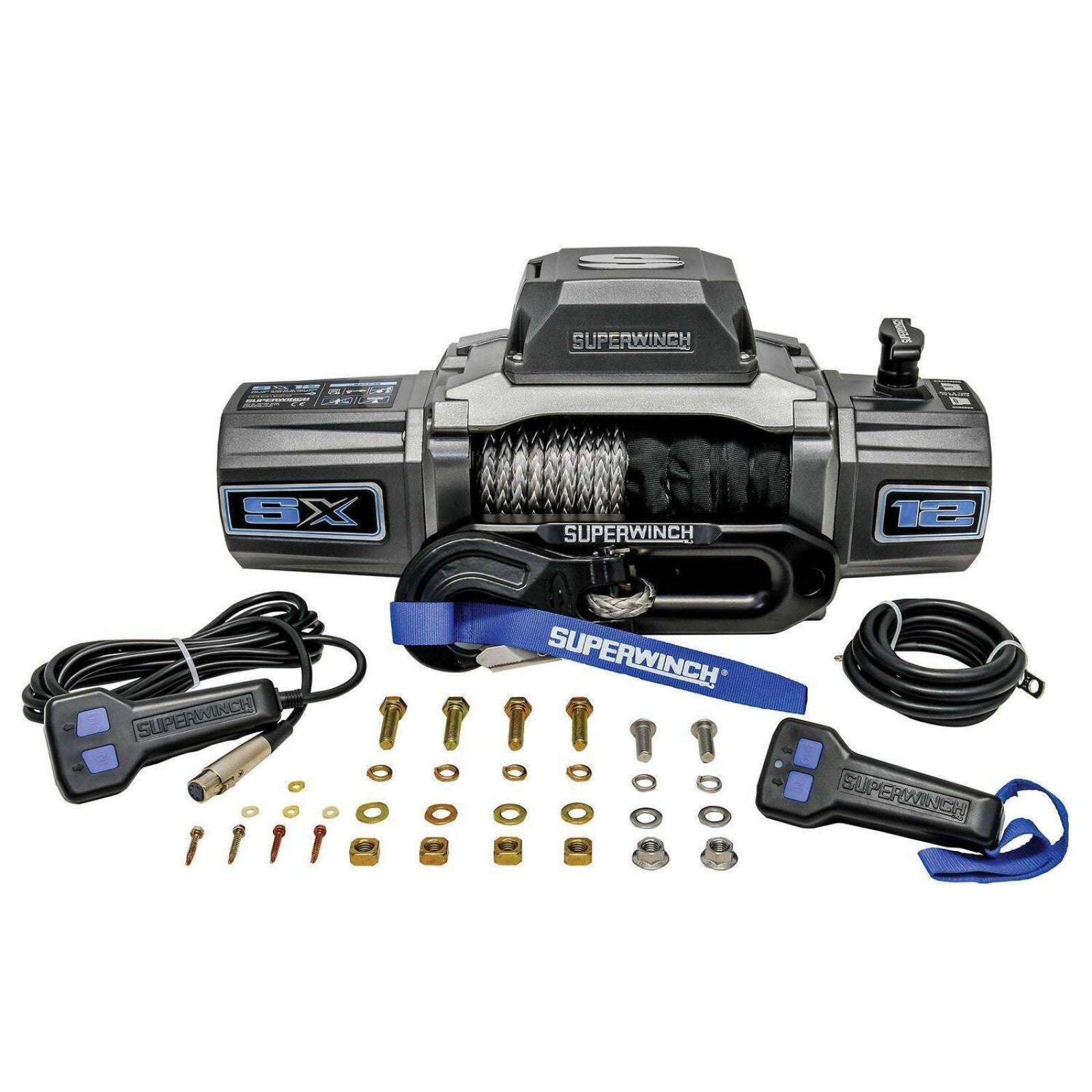 SUPERWINCH SX12SR SX-Series 12,000 lb Winch with Synthetic Rope and Roller Fairlead