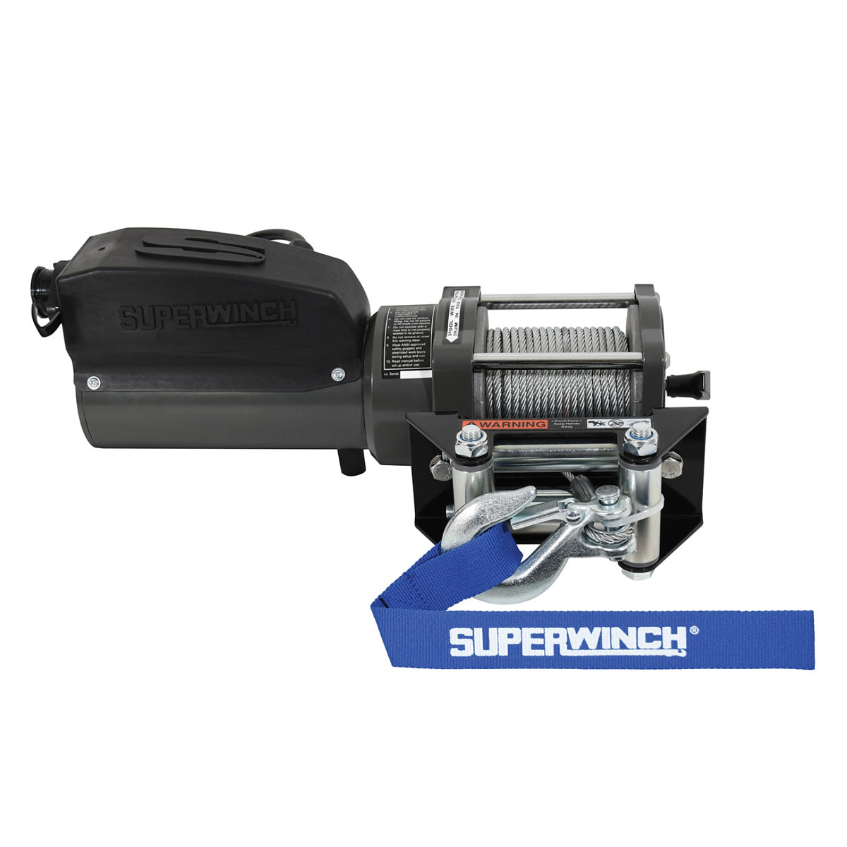 SUPERWINCH 1715001 1500 lb Capacity 120V Winch with Roller Fairlead and Steel Rope