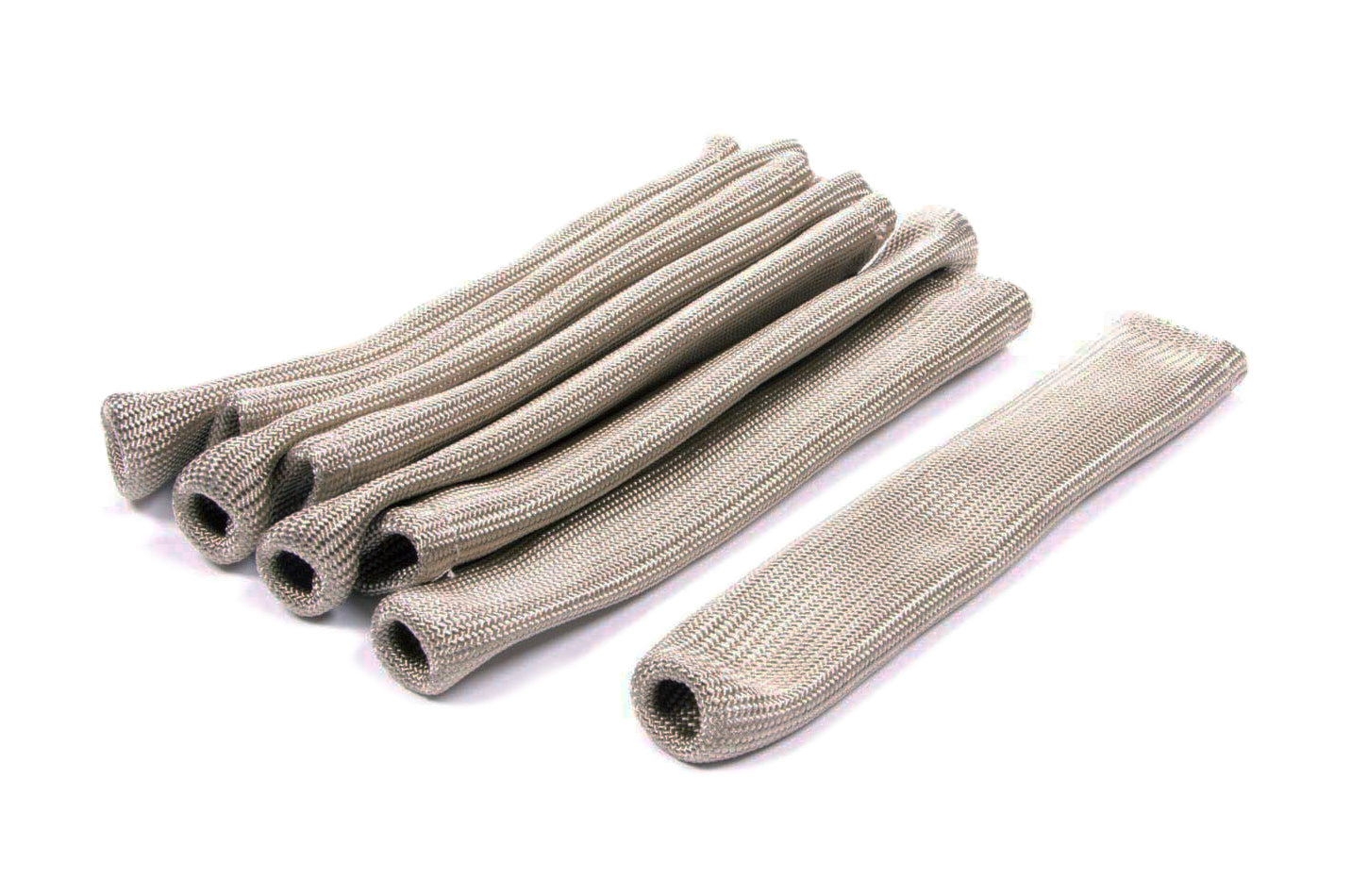 Taylor/Vertex 2524 Fire Sleeve Spark Plug Boot Sleeves, Braided Fiberglass, Silver, Set of 8