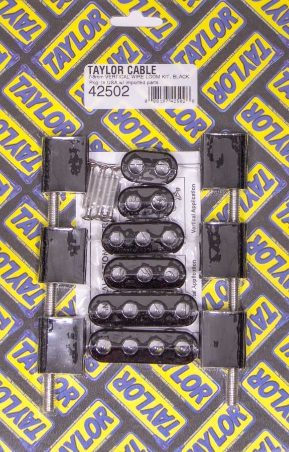 Taylor/Vertex 42502 V8 Vertical Spark Plug Wire Loom Kit, 7-8 mm, Black