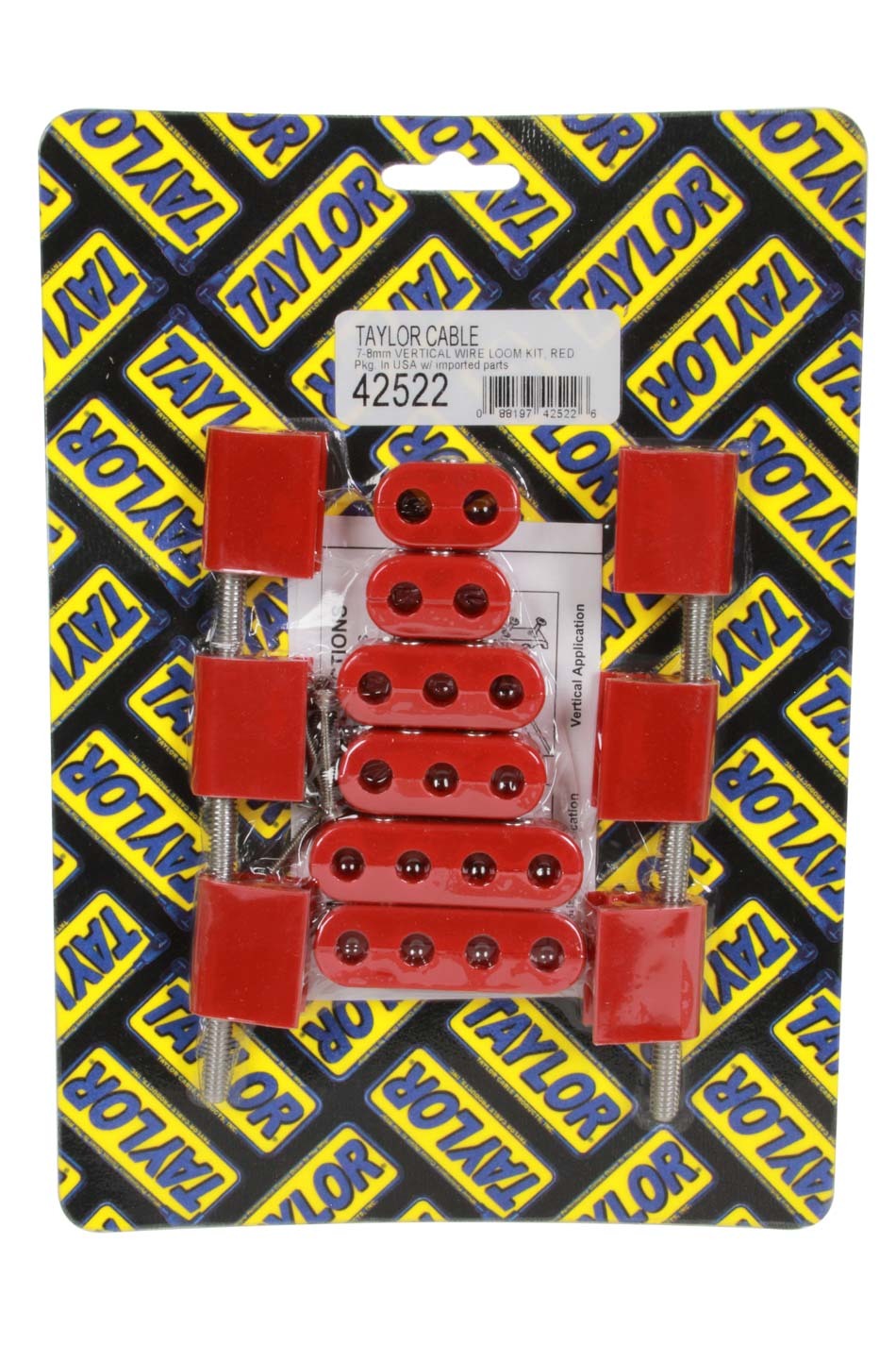 Taylor/Vertex 42522 Spark Plug Wire Loom Kit, Vertical Valve Cover Mount, 7-8 mm, Red