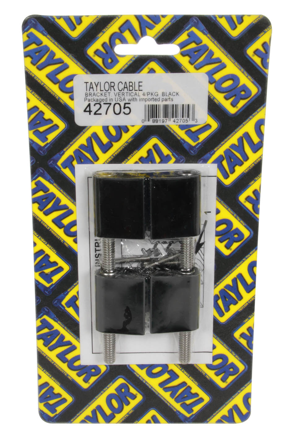 TAYLOR/VERTEX 42705 Vertical Wire Loom Bracket Valve Cover Mount Kit, Black Nylon, Set of 4