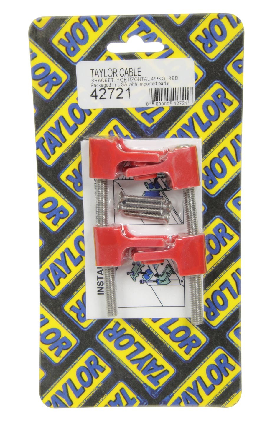 Taylor/VERTEX 42721 Horizontal Wire Loom Bracket Valve Cover Mount Kit, Red Nylon, Set of 4