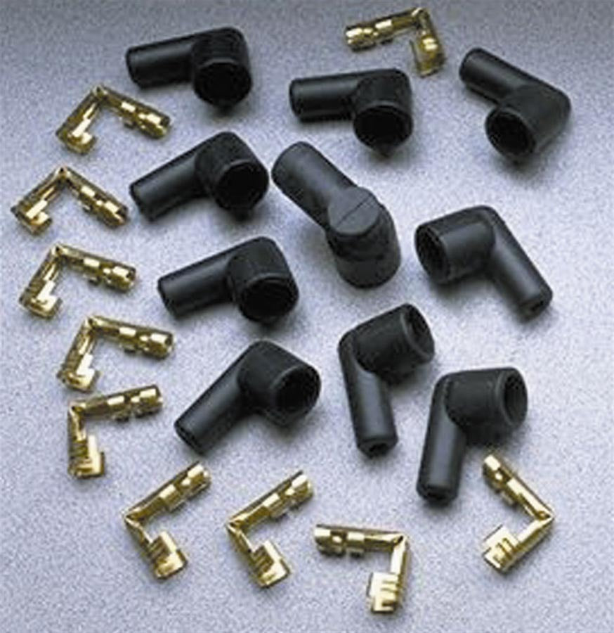 Taylor/VERTEX 46057 90-Degree Socket-Style Distributor Boot and Terminal Kit, 7-9 mm, Black, Set of 10