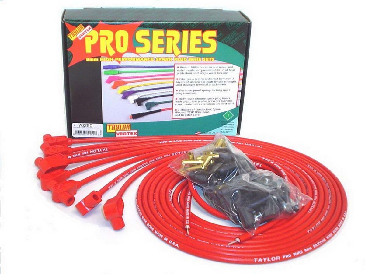 Taylor/Vertex 70250 Pro Wire 8 mm Red Solid Core Spark Plug Wire Set