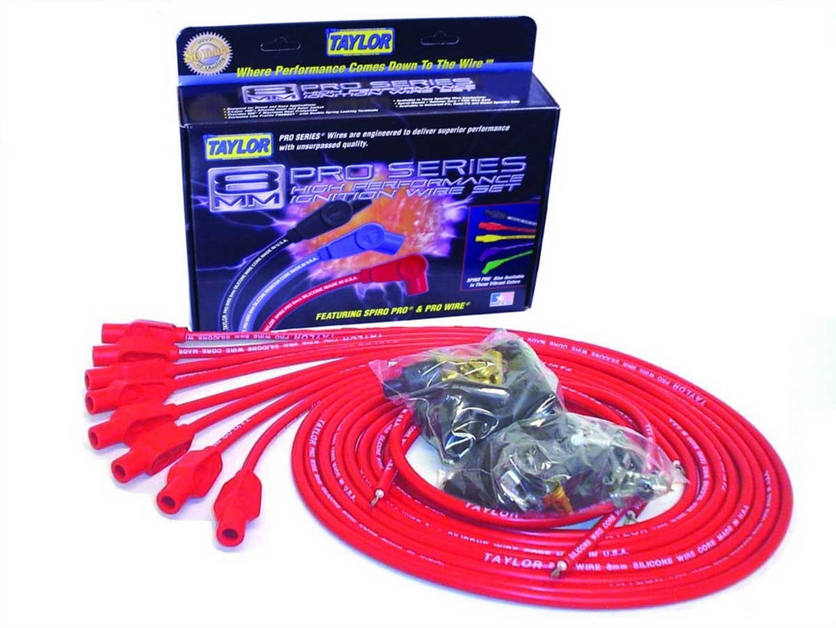 Taylor/VERTEX 70254 8 mm Red Pro Wire Spark Plug Wire Set for HEI V8 Engines