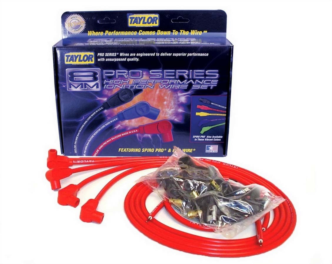 Taylor/VERTEX 73237 Pro Wire Spiro-Pro Spark Plug Wire Set, 8 mm Red, 4-Cylinder