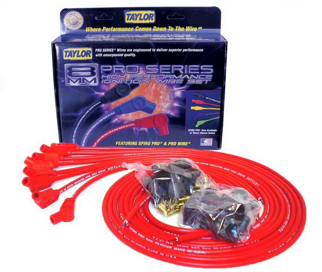 Taylor/VERTEX 73253 Spiro-Pro 8mm Red Spark Plug Wire Set for V8 Engines