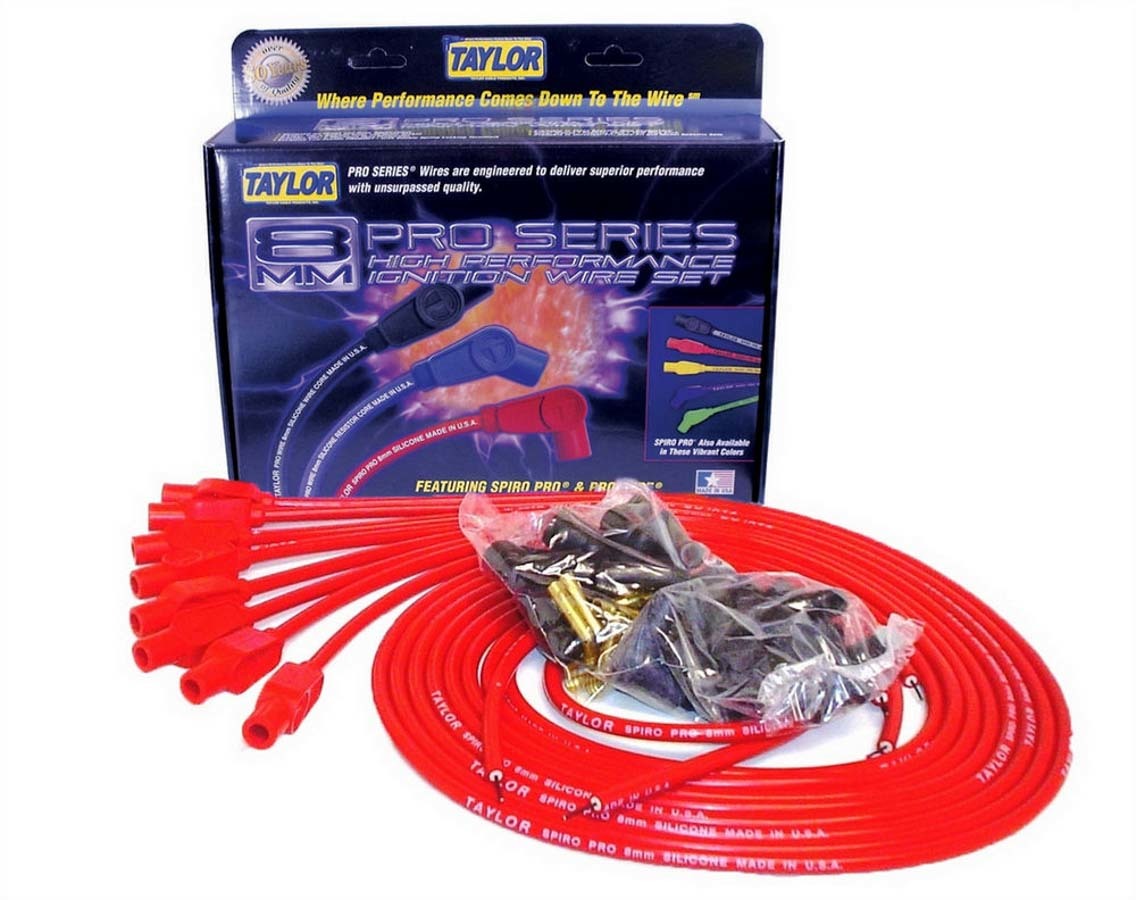 Taylor/VERTEX 73255 Spiro-Pro 8mm Red Spark Plug Wire Set for HEI V8 Engines