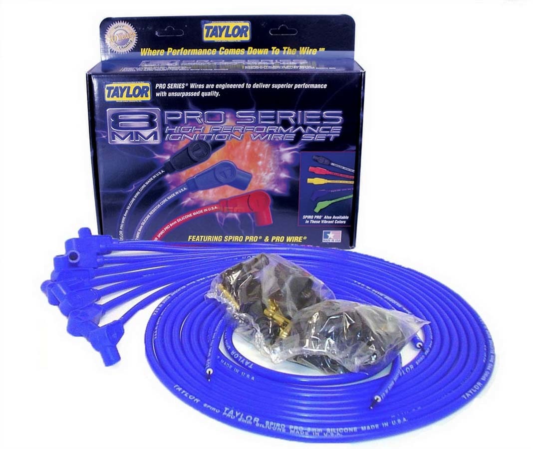 Taylor/VERTEX 73651 Spiro-Pro 8 mm Blue Spark Plug Wire Set for V8 Engines