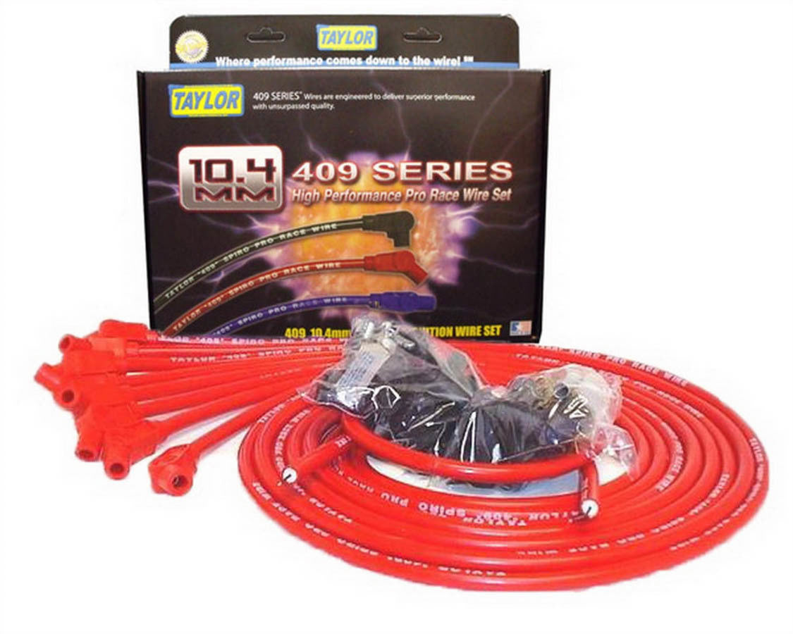 Taylor/VERTEX 79253 409 Pro Race Spark Plug Wire Set, 10.4 mm Spiral Core, Red