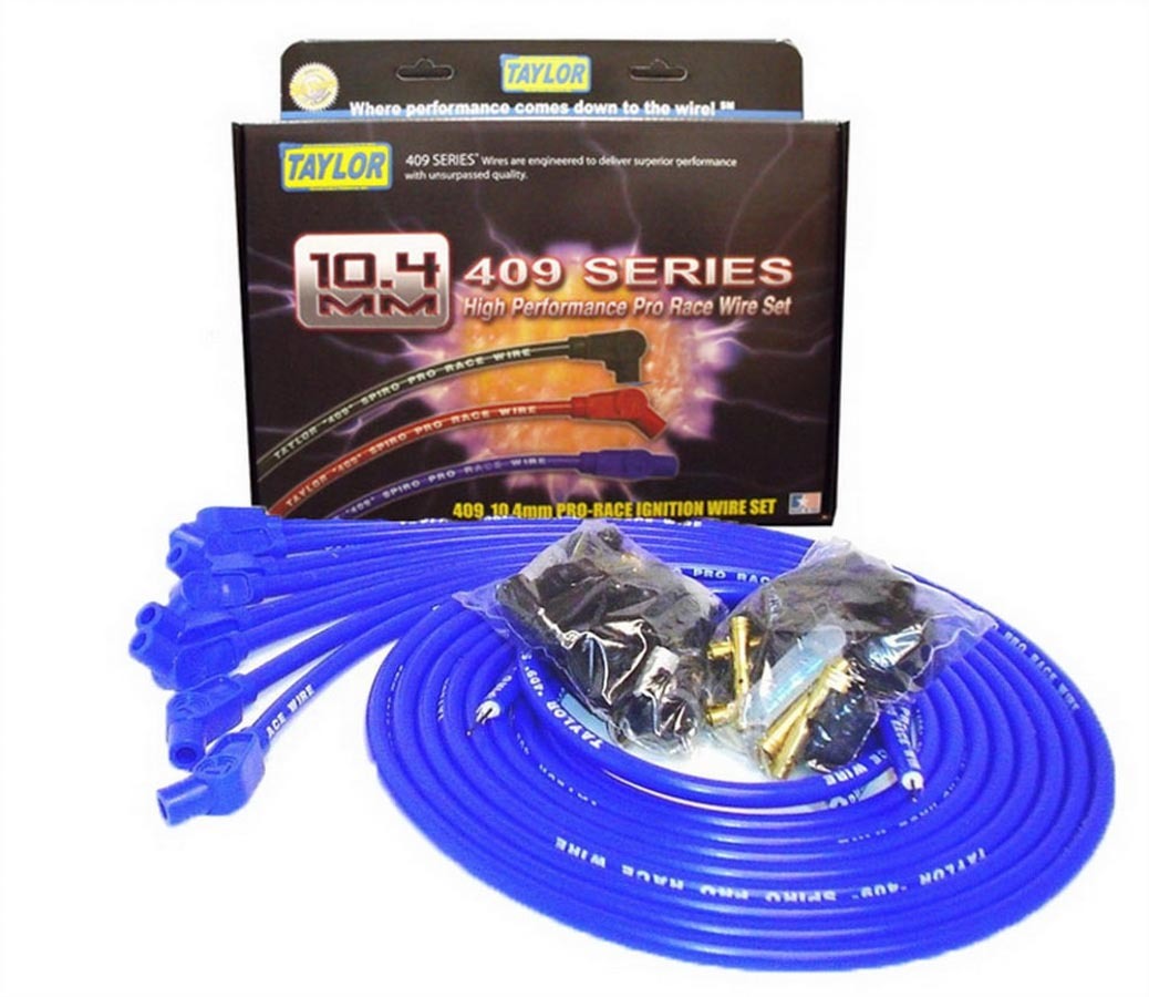 Taylor/VERTEX 79653 409 Pro Race Spark Plug Wire Set, 10.4 mm Spiral Core, Blue