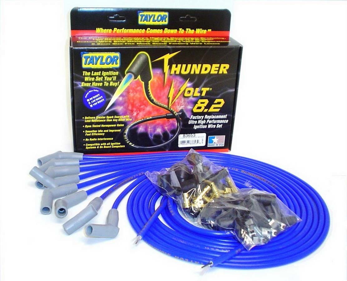 Taylor/VERTEX ThunderVolt 83653 8.2 mm Blue Spark Plug Wire Set for HEI V8 Engines