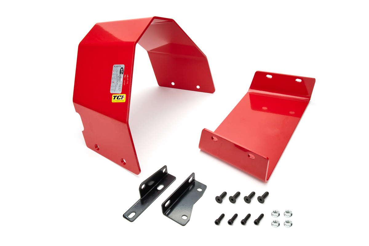 TCI 910000 SFI 4.1 Automatic Transmission Shield for Torqueflite 727, Aluminum, Red
